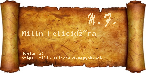 Milin Feliciána névjegykártya